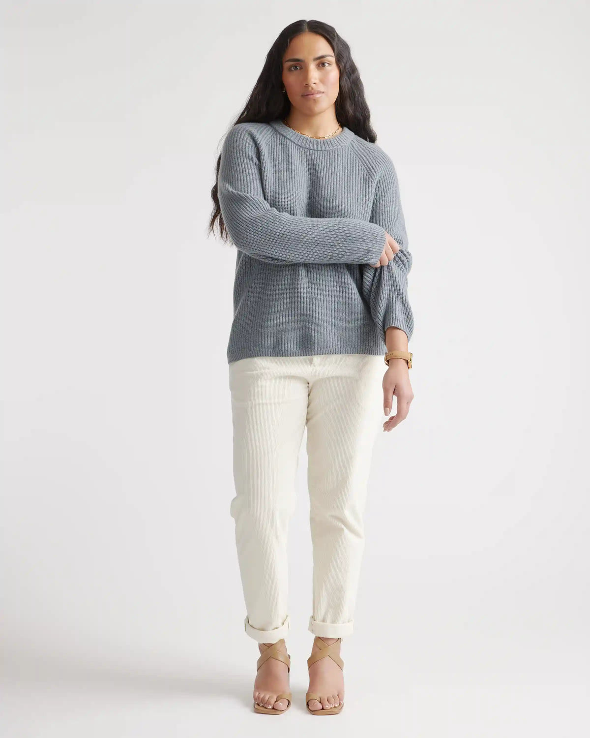 Mongolian Spring Cashmere Fisherman Crewneck Sweater