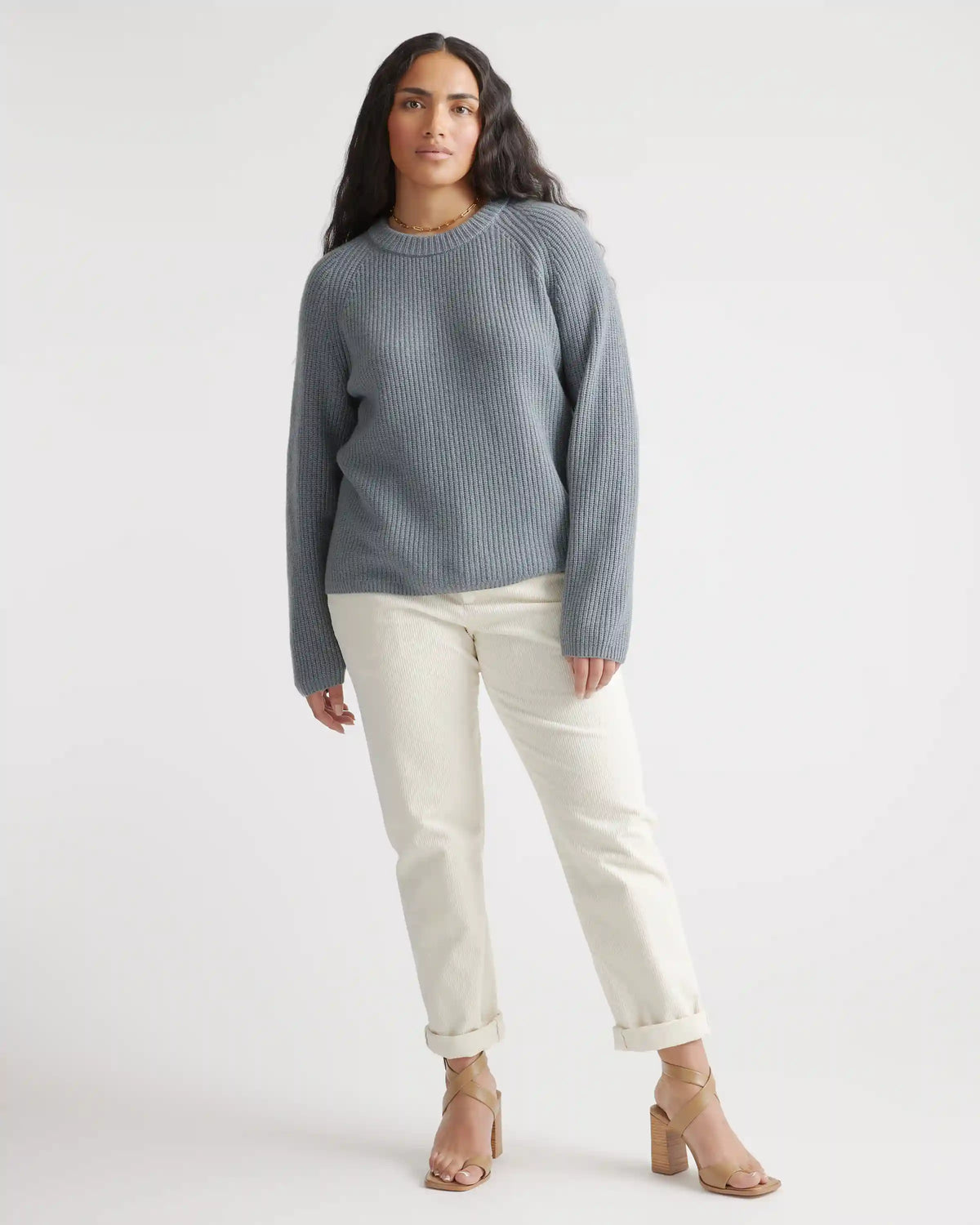 Mongolian Spring Cashmere Fisherman Crewneck Sweater