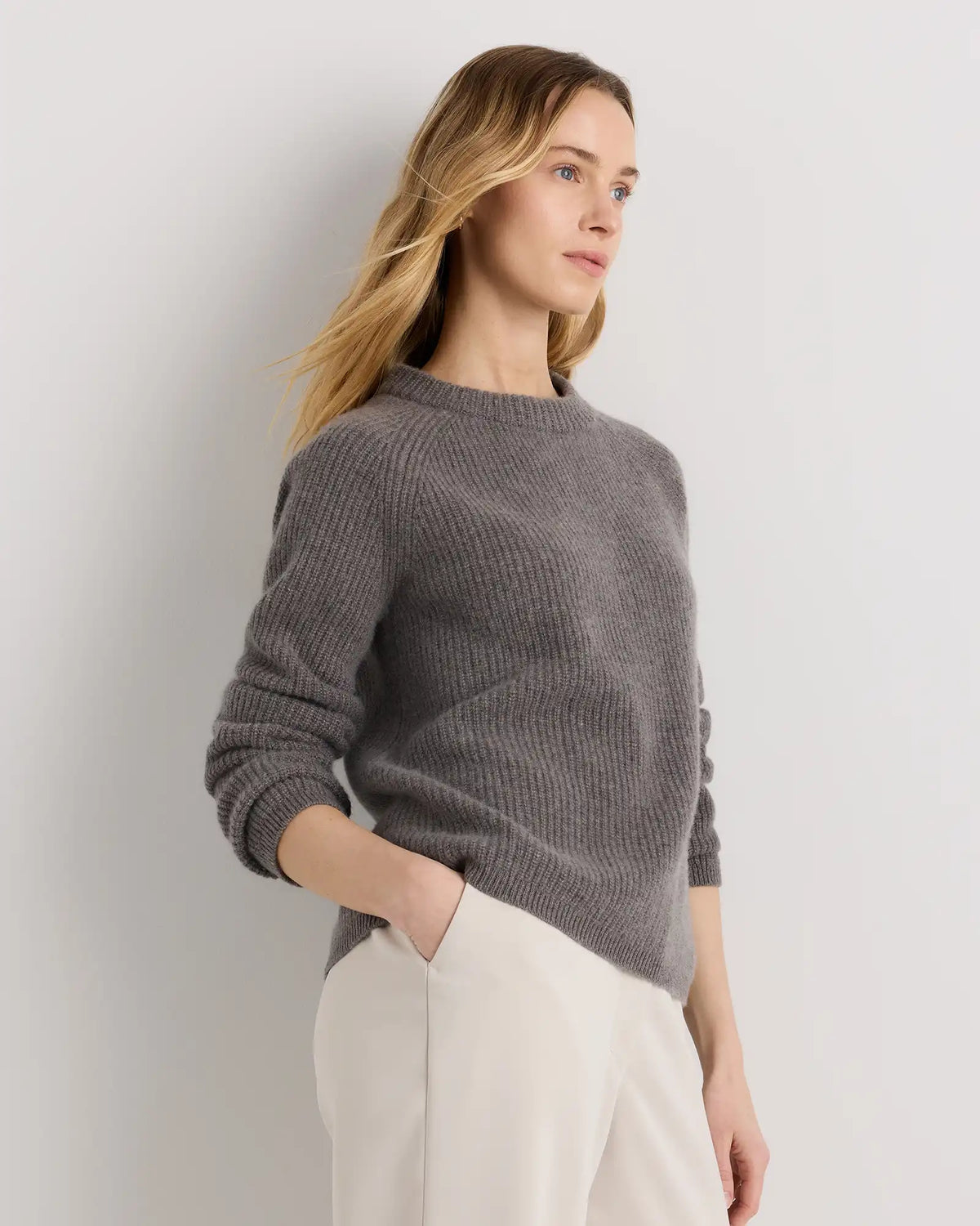 Mongolian Cashmere Fisherman Crewneck Sweater