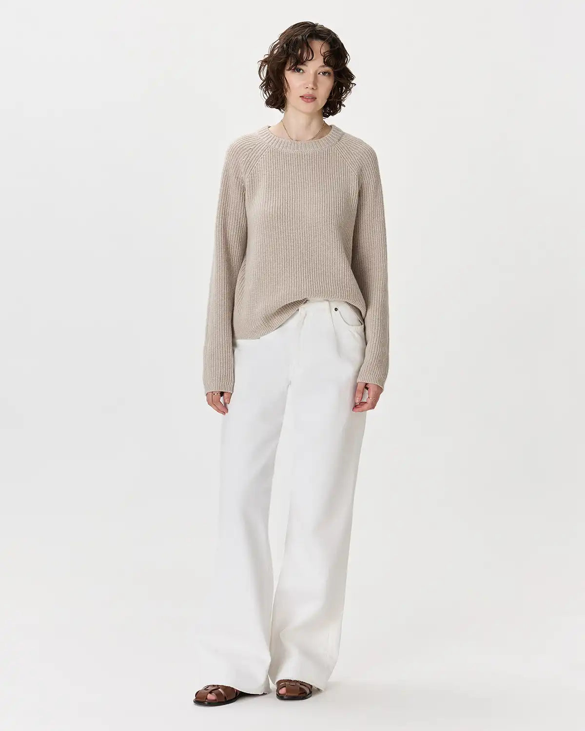 Mongolian Cashmere Fisherman Crewneck Sweater