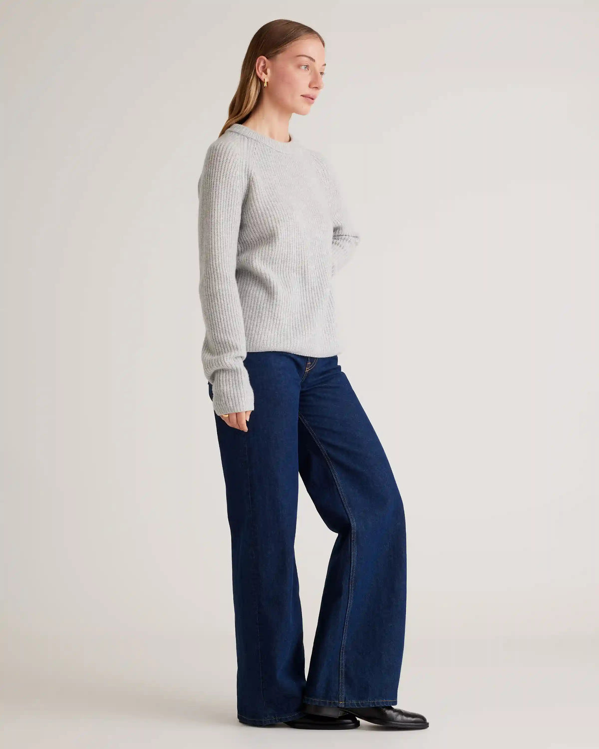 Mongolian Cashmere Fisherman Crewneck Sweater