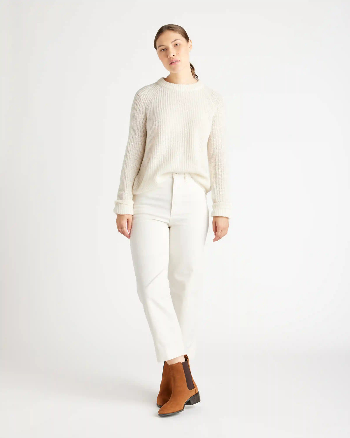 Mongolian Spring Cashmere Fisherman Crewneck Sweater