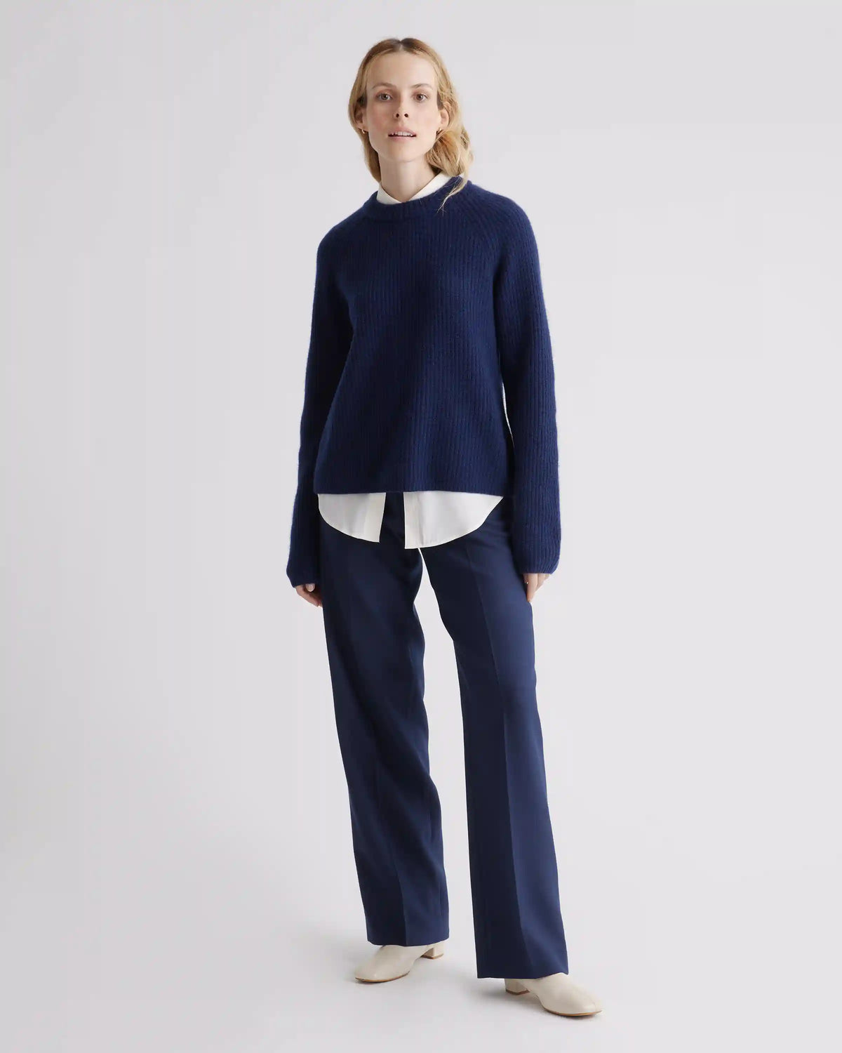 Mongolian Cashmere Fisherman Crewneck Sweater