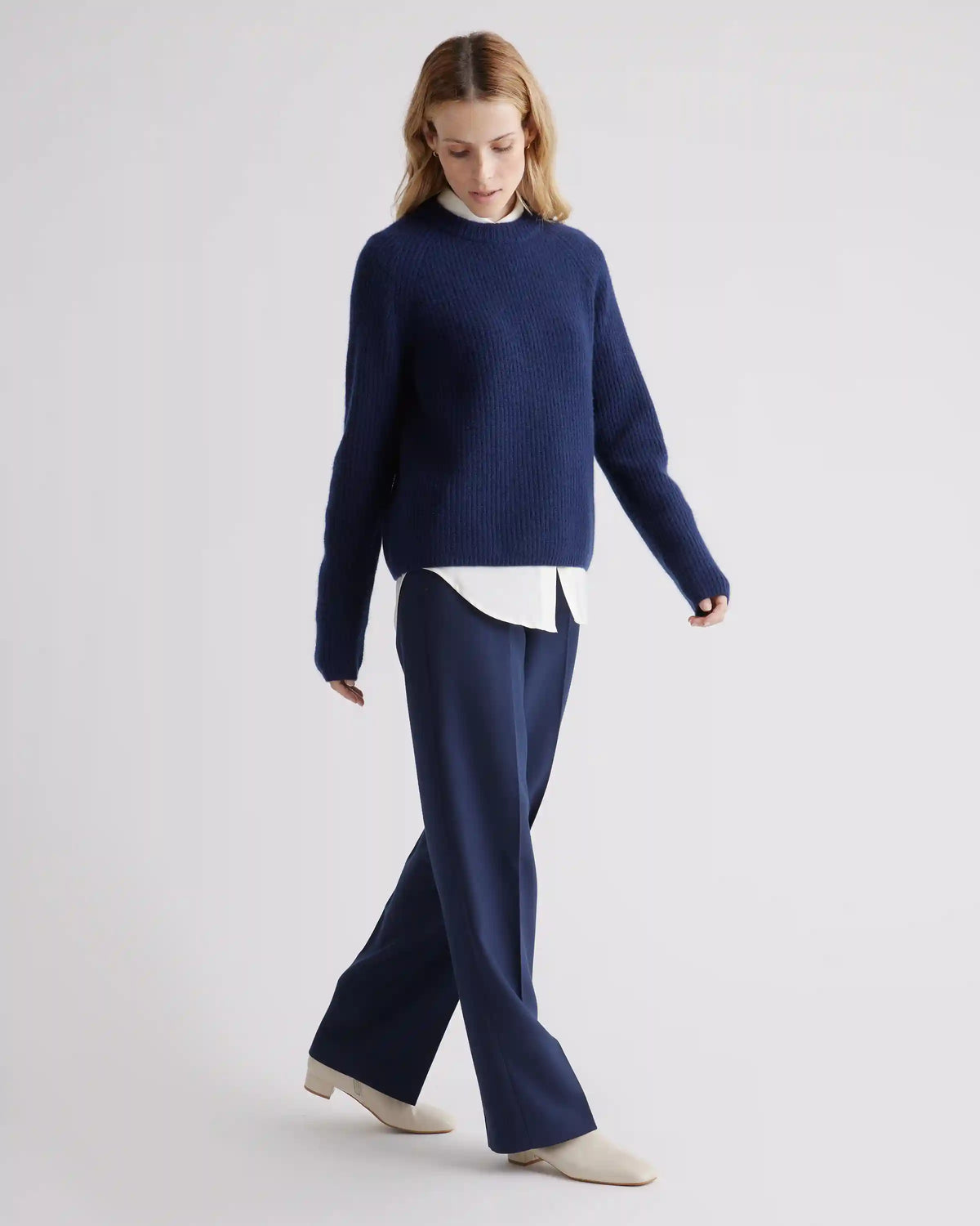 Mongolian Spring Cashmere Fisherman Crewneck Sweater