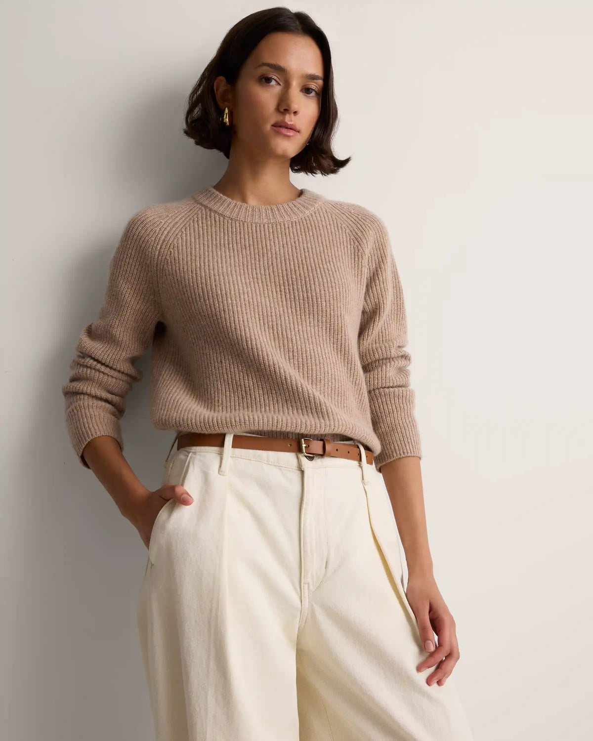 Mongolian Cashmere Fisherman Crewneck Sweater