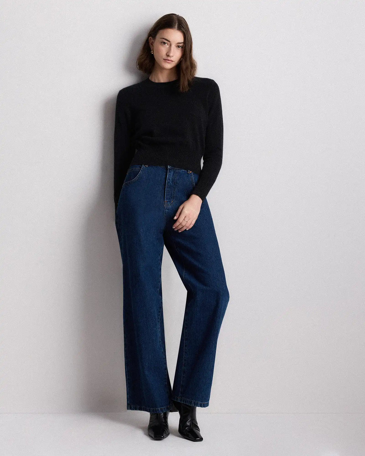 Mongolian Cashmere Shrunken Crewneck Sweater