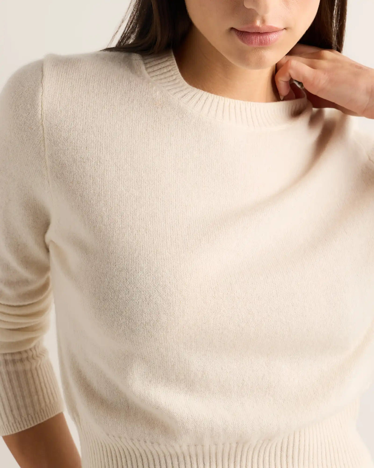 Mongolian Cashmere Shrunken Crewneck Sweater