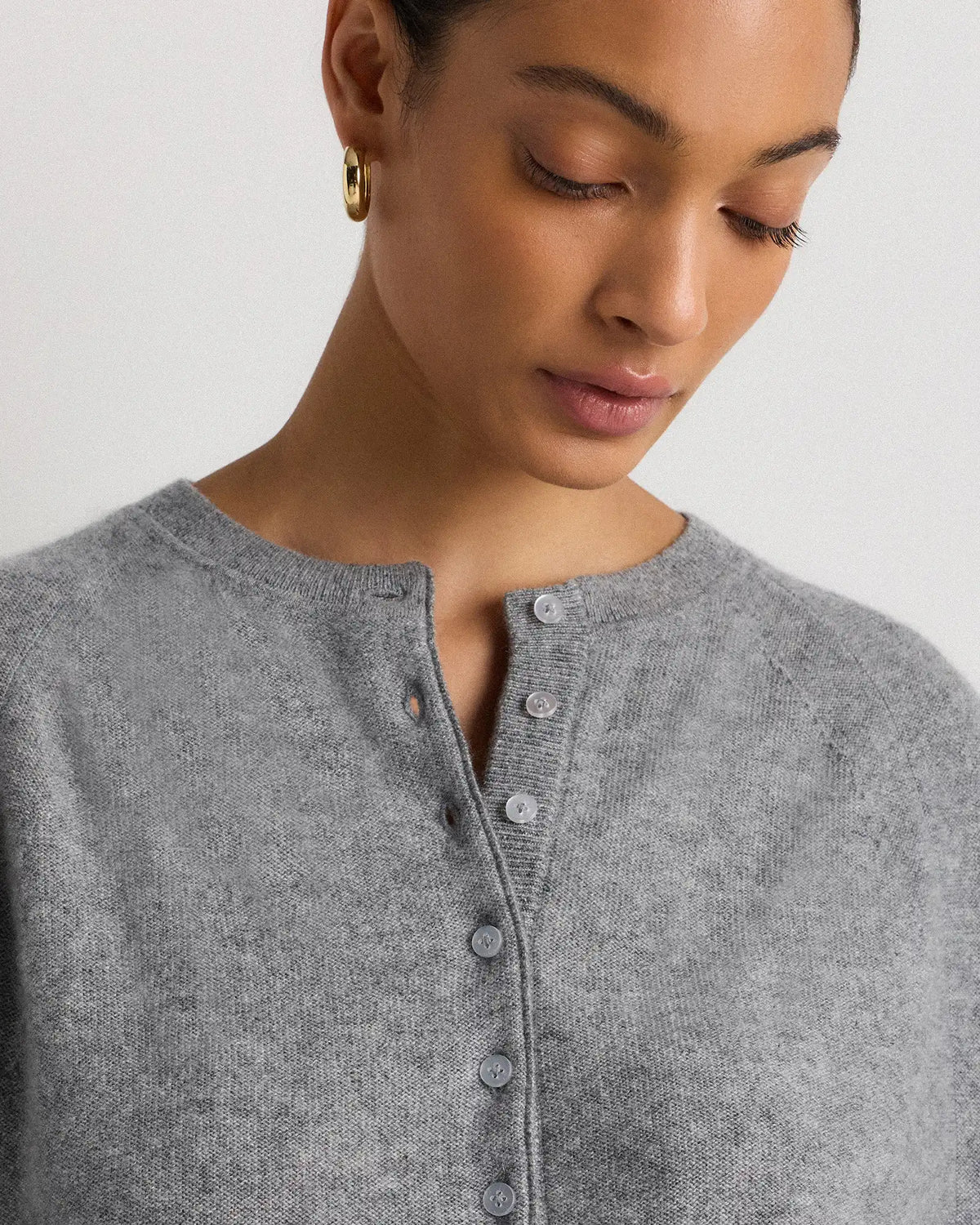 Mongolian Cashmere Dolman Sleeve Henley Sweater