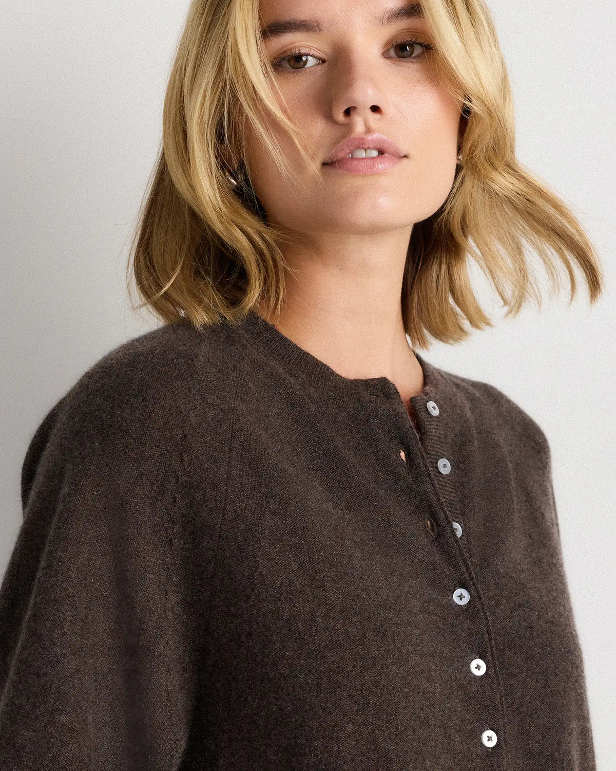 Mongolian Cashmere Dolman Sleeve Henley Sweater