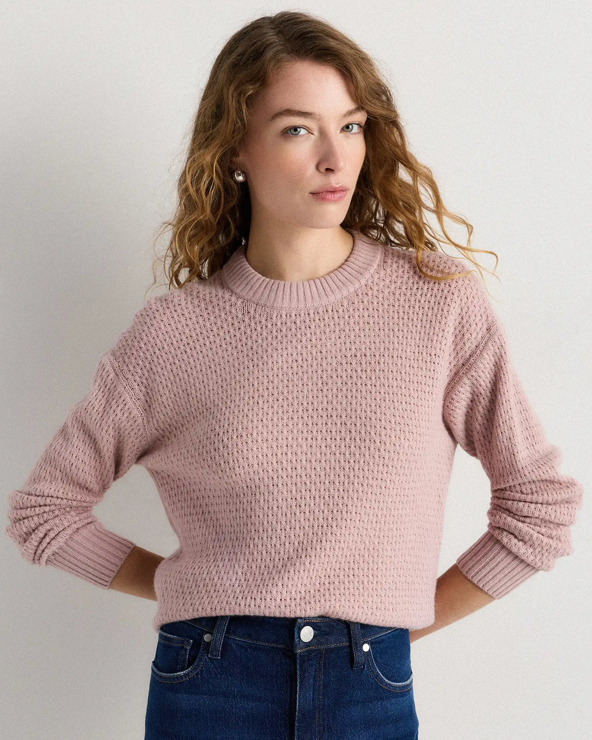 100% Yak Wool Diamond Stitch Crew