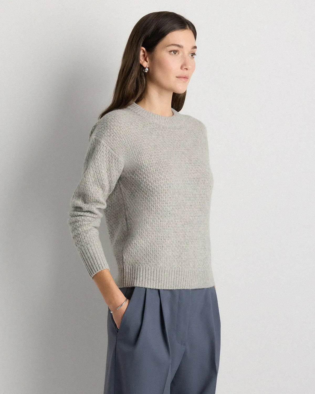 100% Yak Wool Diamond Stitch Crew