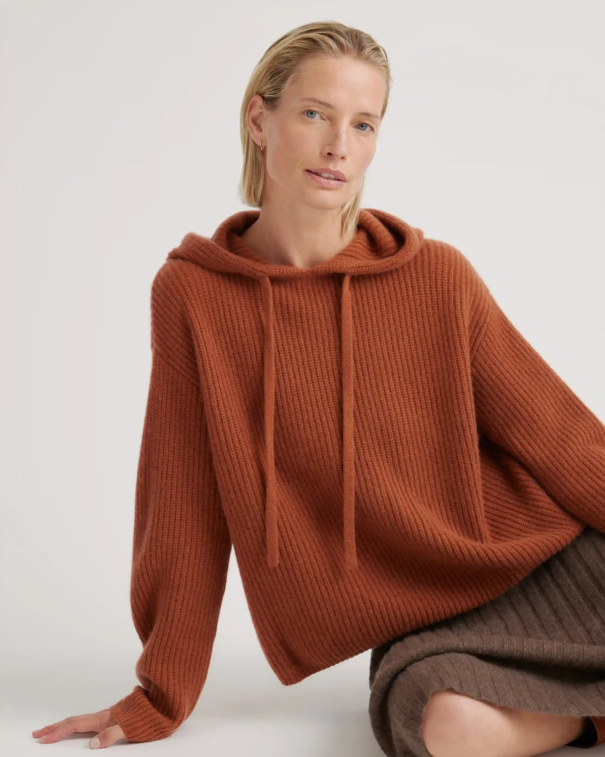 Mongolian Cashmere Fisherman Pullover Hoodie