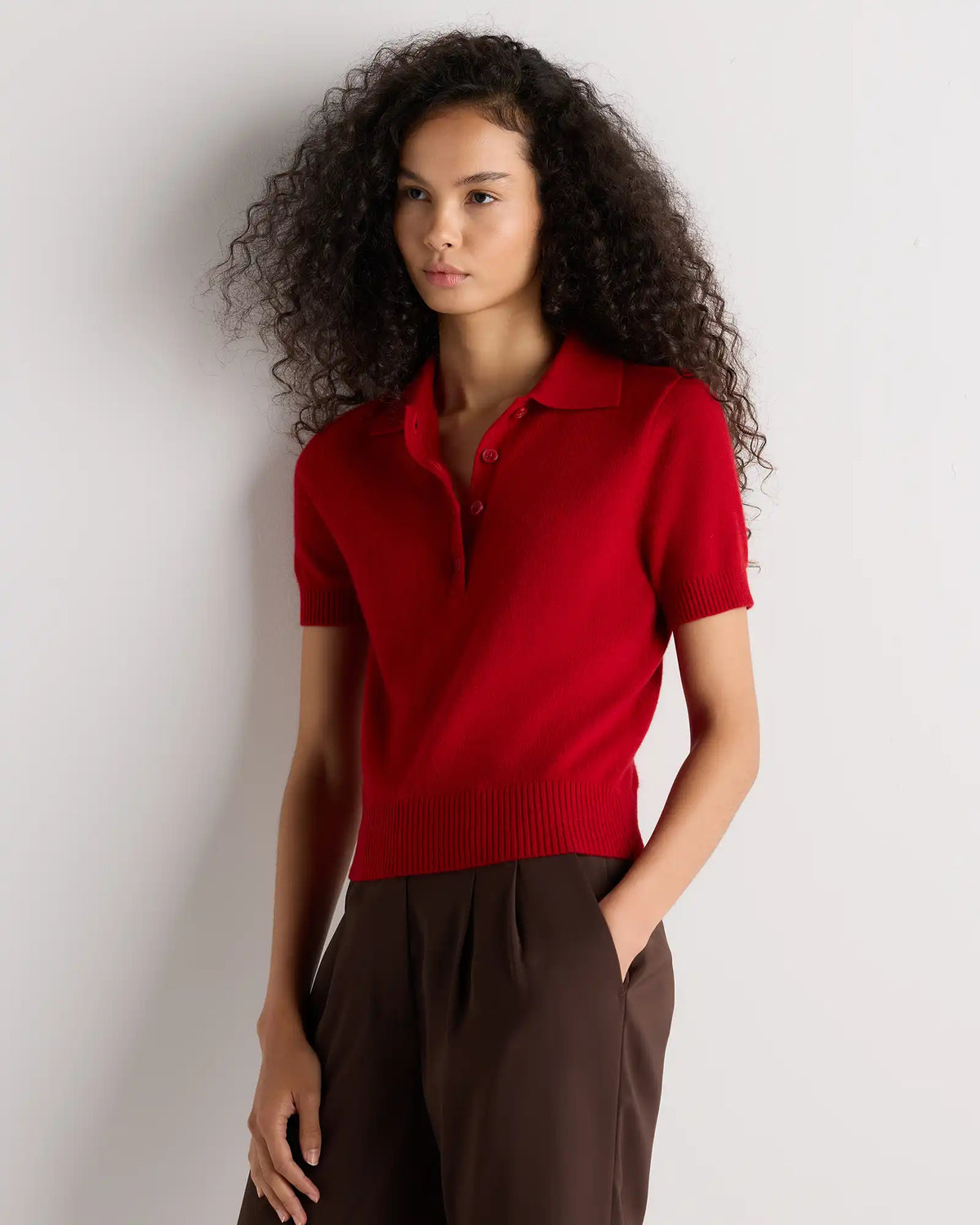 Mongolian Cashmere Short Sleeve Polo