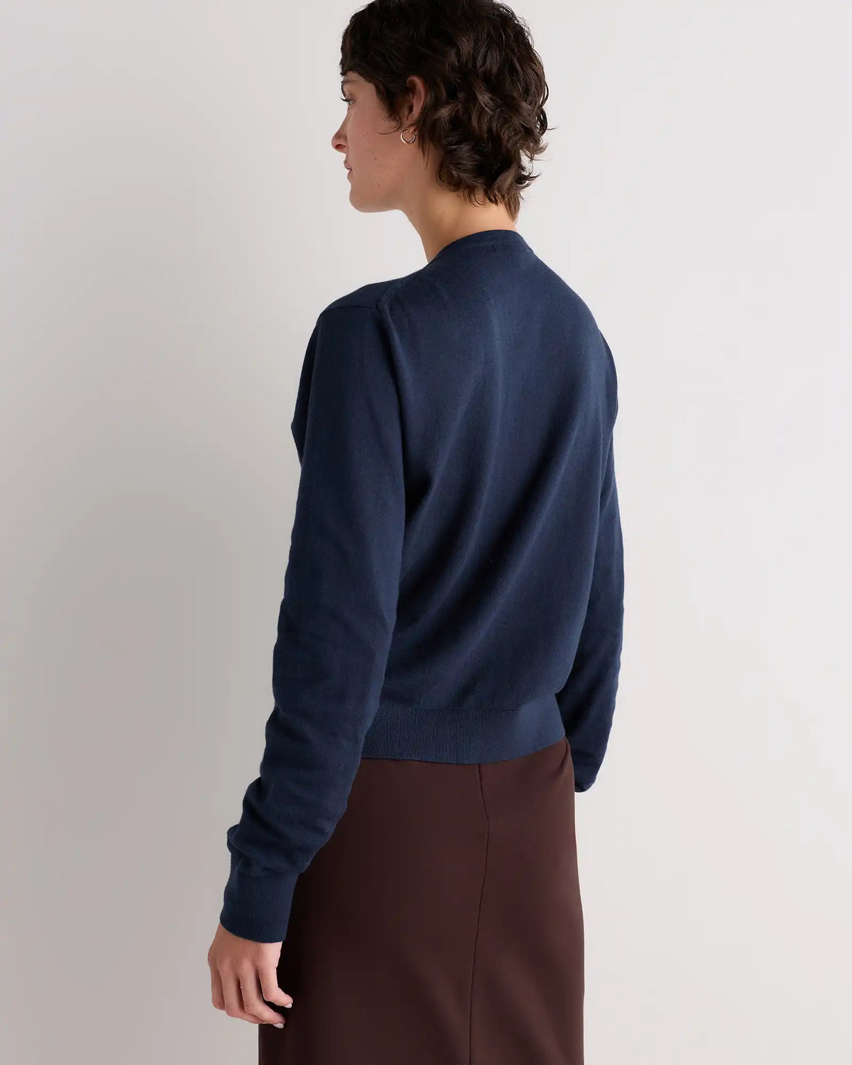 Lightweight Cotton Cashmere Crew Cardigan