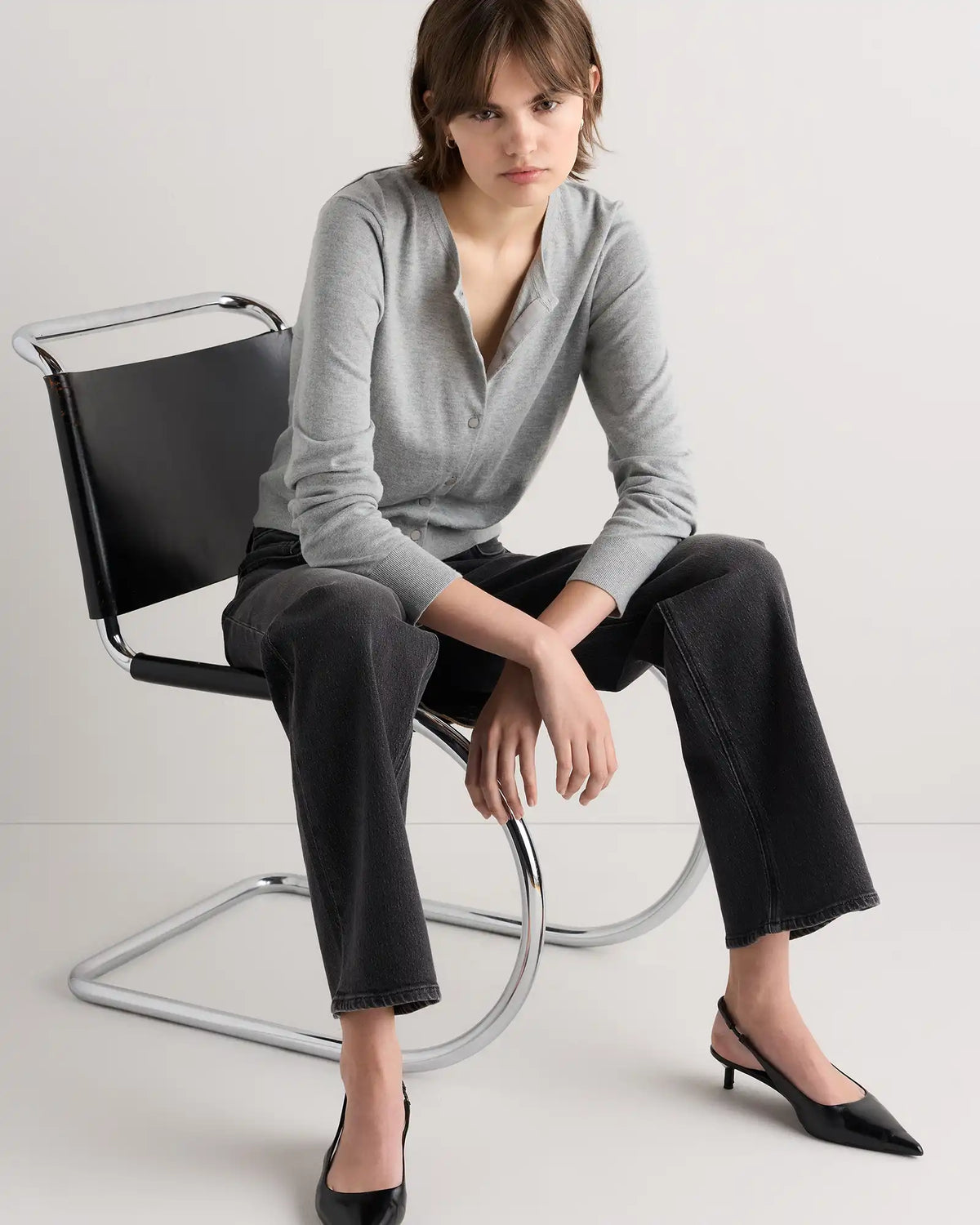Lightweight Cotton Cashmere Crew Cardigan