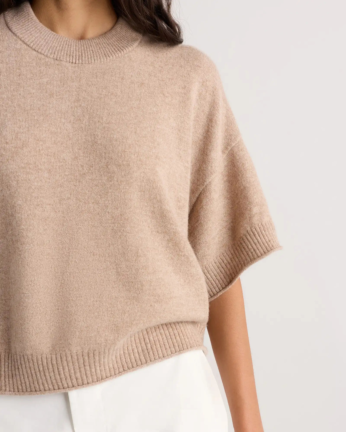 Mongolian Cashmere Cropped Oversized Tee