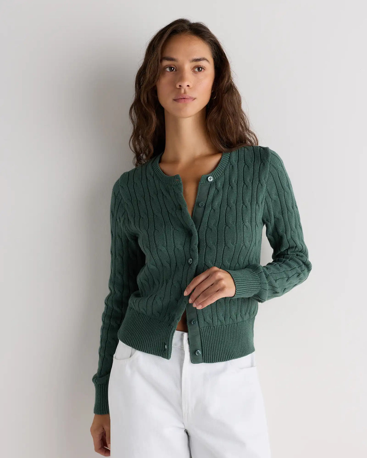100% Organic Cotton Cable Crew Cardigan