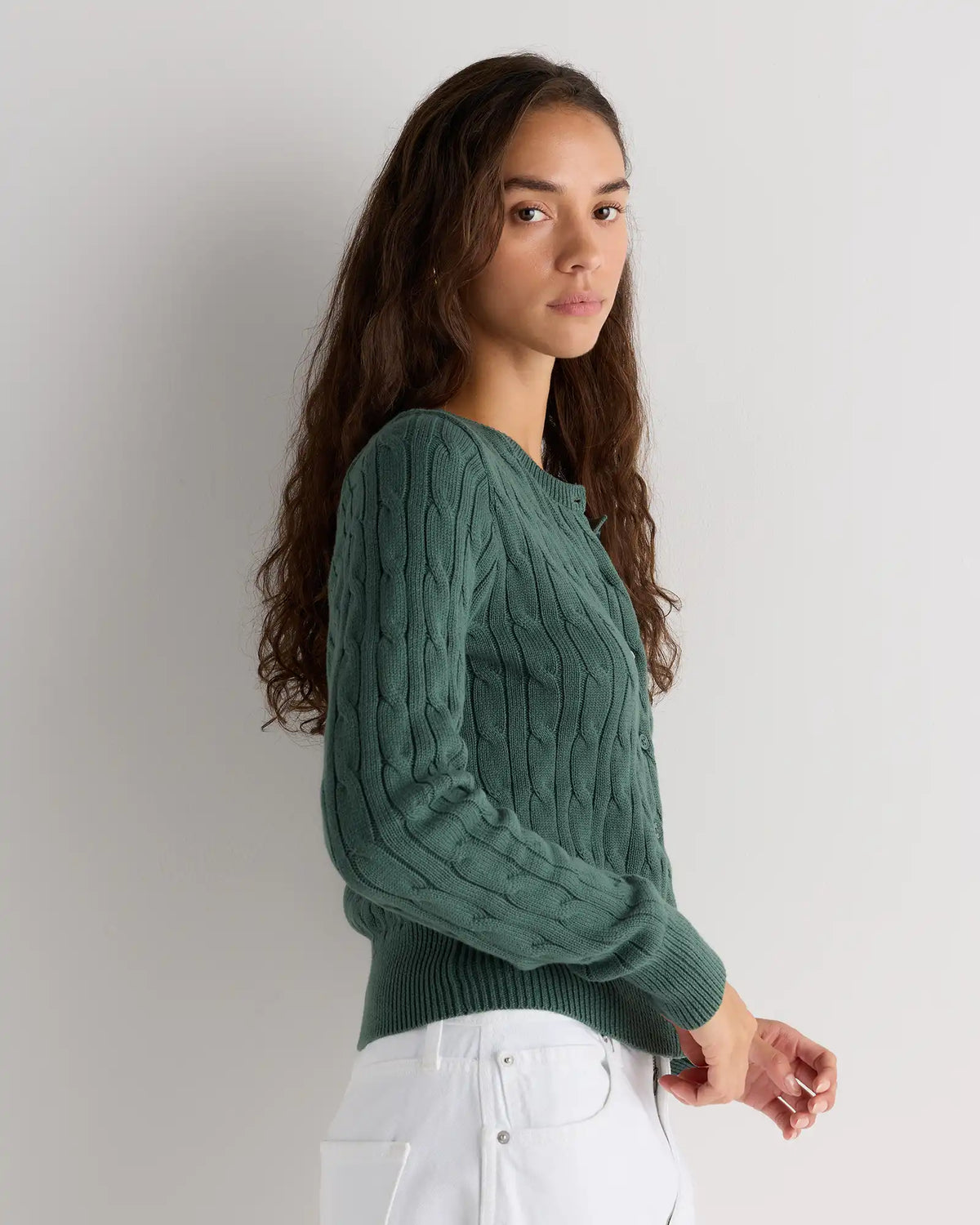 100% Organic Cotton Cable Crew Cardigan