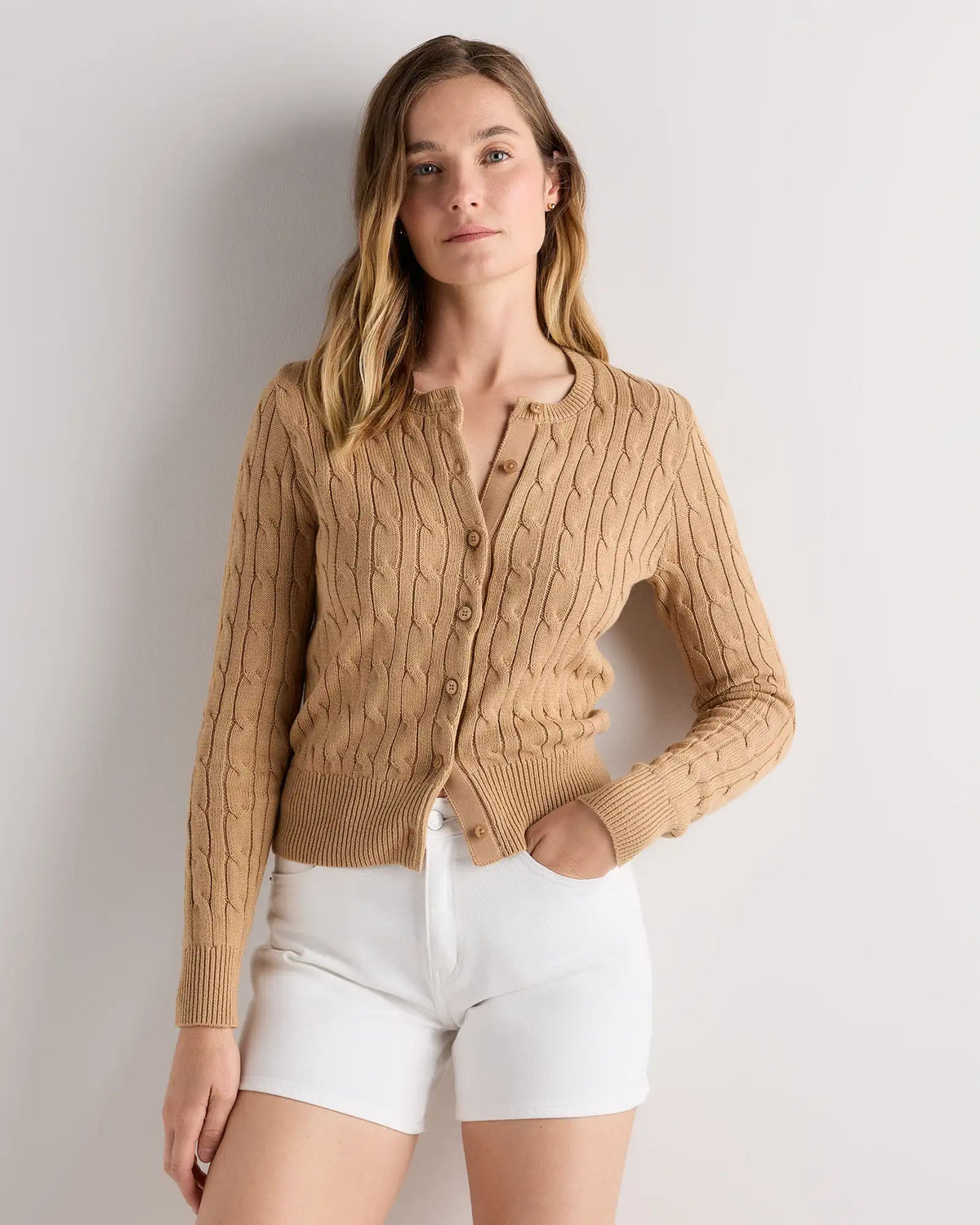 100% Organic Cotton Cable Crew Cardigan