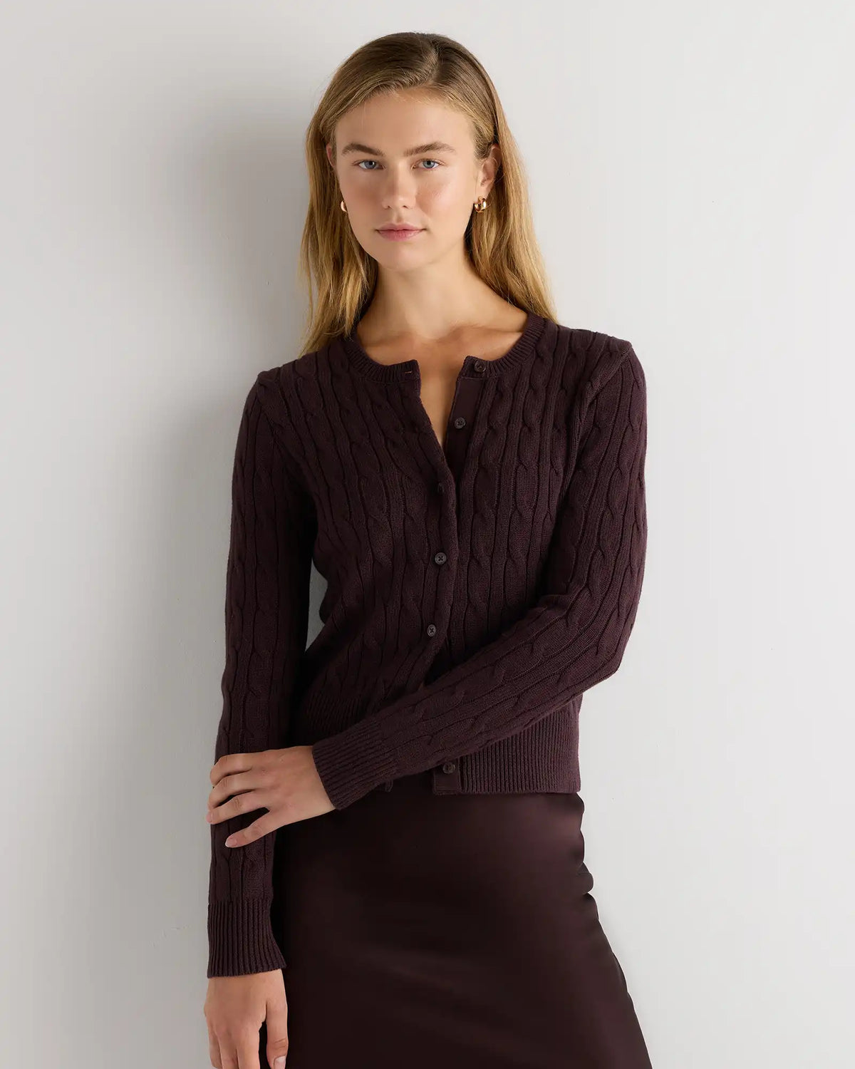 100% Organic Cotton Cable Crew Cardigan