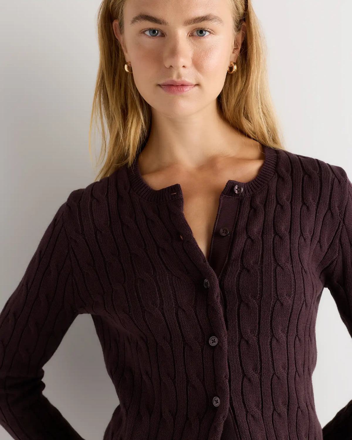 100% Organic Cotton Cable Crew Cardigan