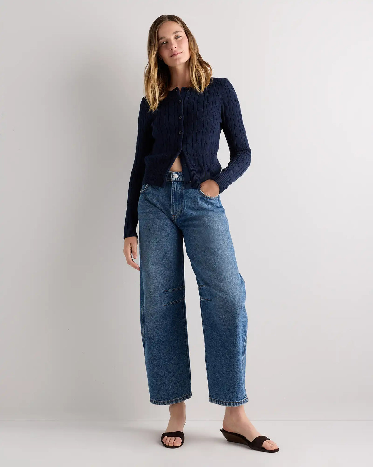 100% Organic Cotton Cable Crew Cardigan