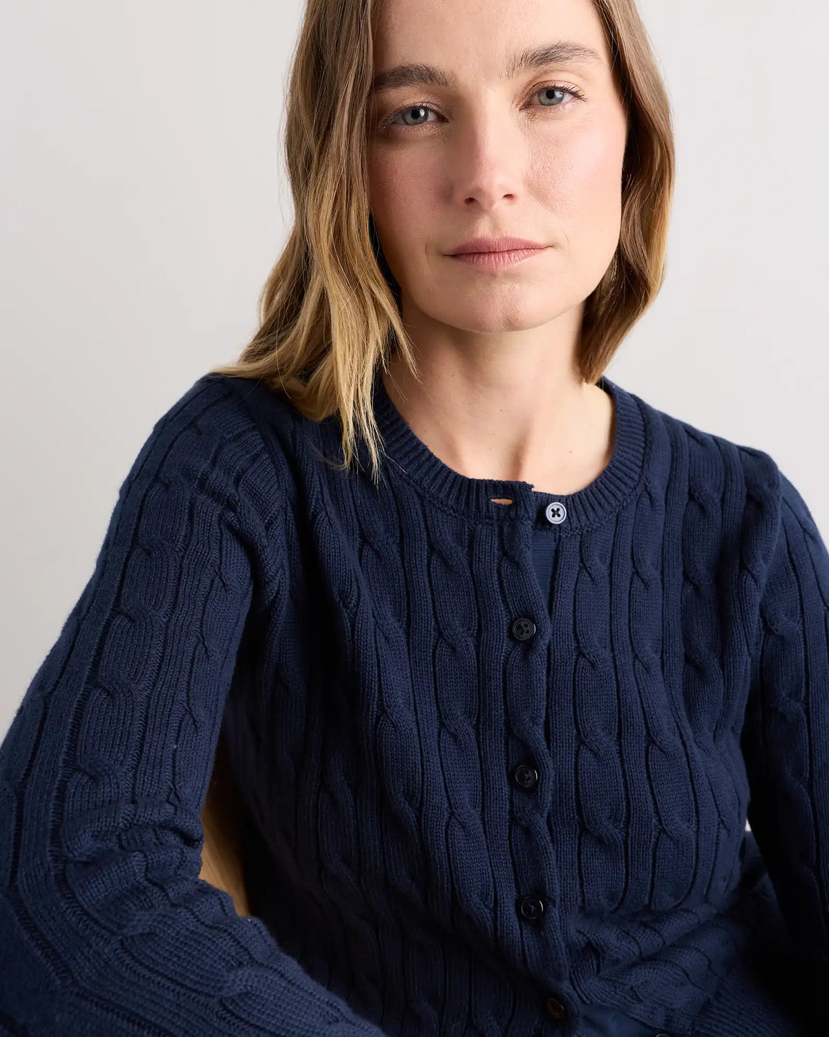 100% Organic Cotton Cable Crew Cardigan