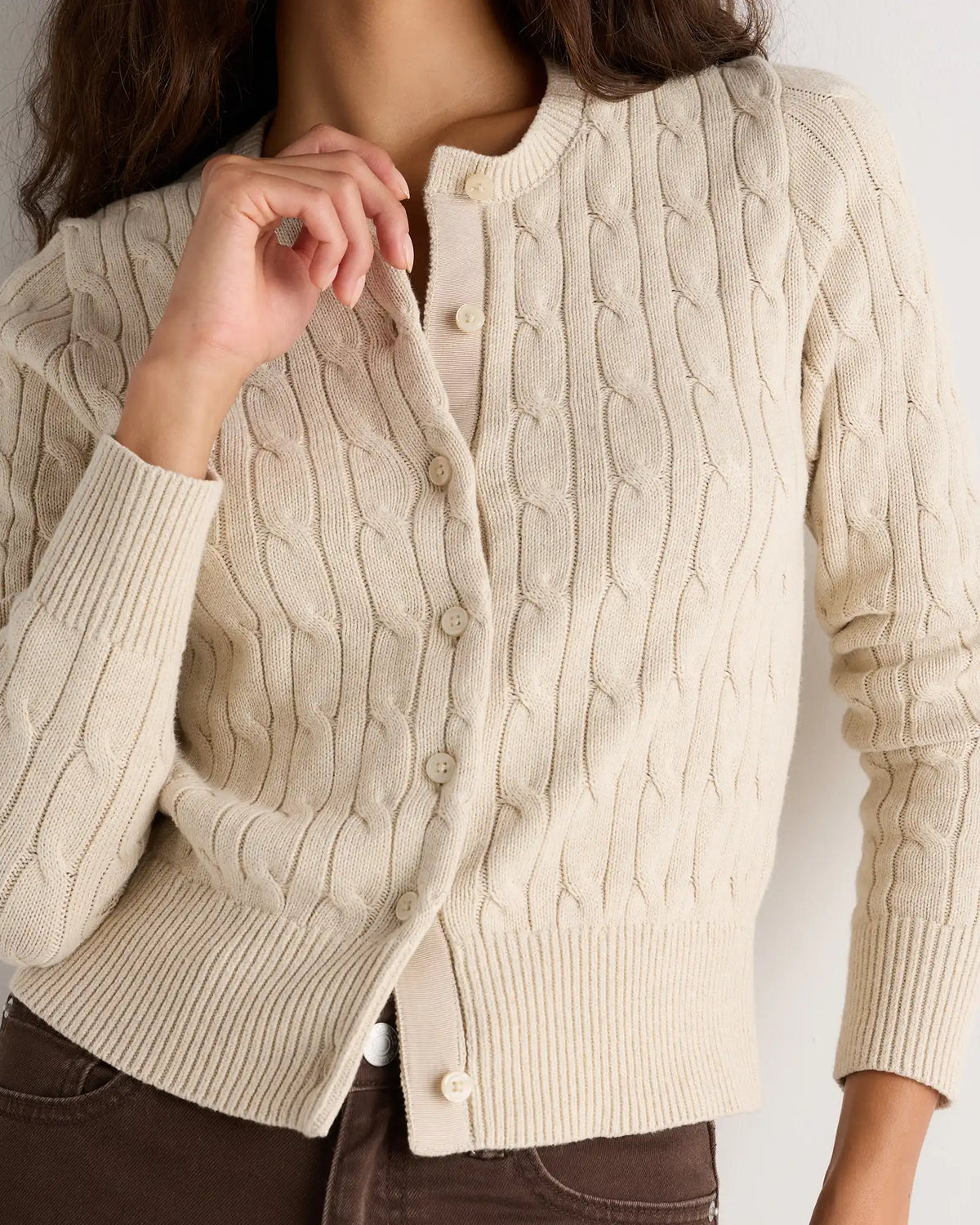 100% Organic Cotton Cable Crew Cardigan