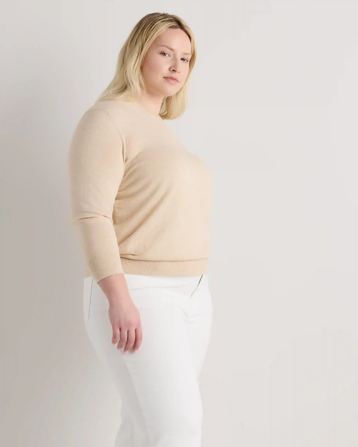 Lightweight Cotton Cashmere Crew Sweater