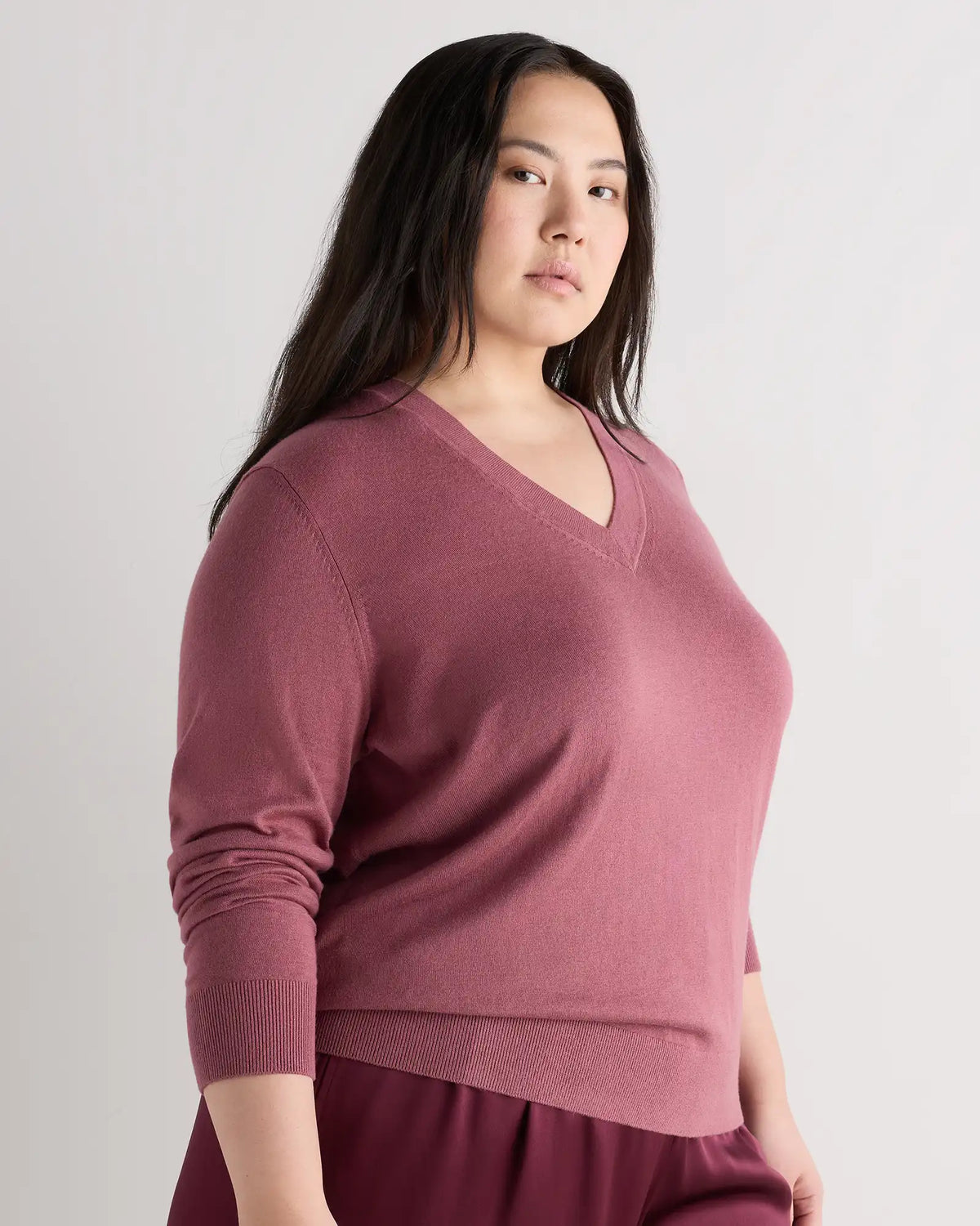 Lightweight Cotton Cashmere V-Neck Sweater