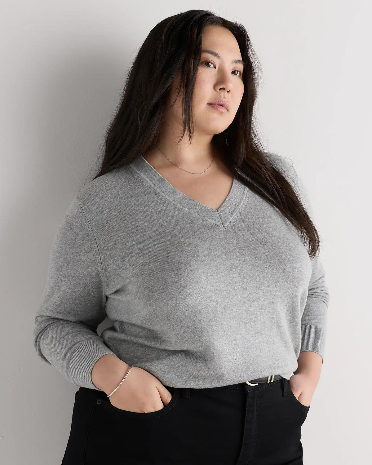 Lightweight Cotton Cashmere V-Neck Sweater