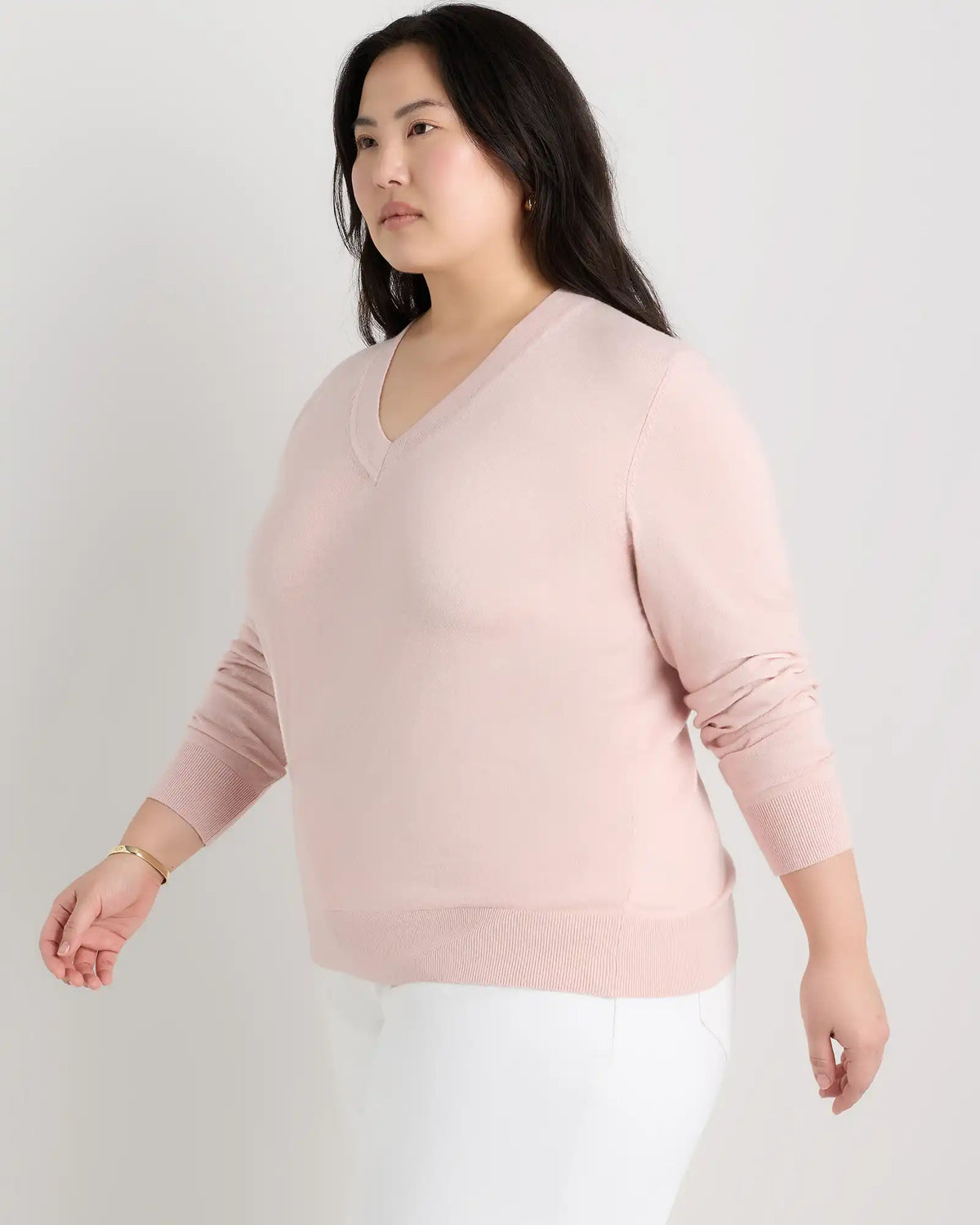 Lightweight Cotton Cashmere V-Neck Sweater