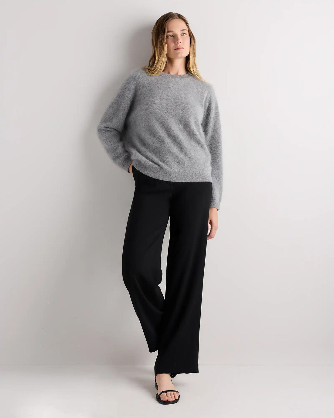 Brushed Cashmere Oversized Crewneck Sweater