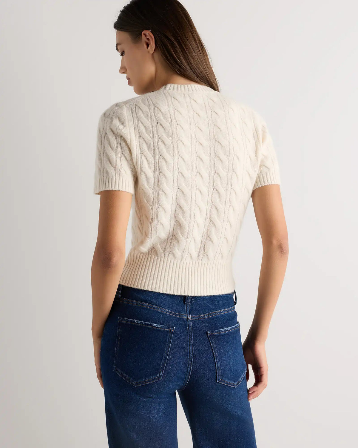 Mongolian Cashmere Shrunken Cable Tee