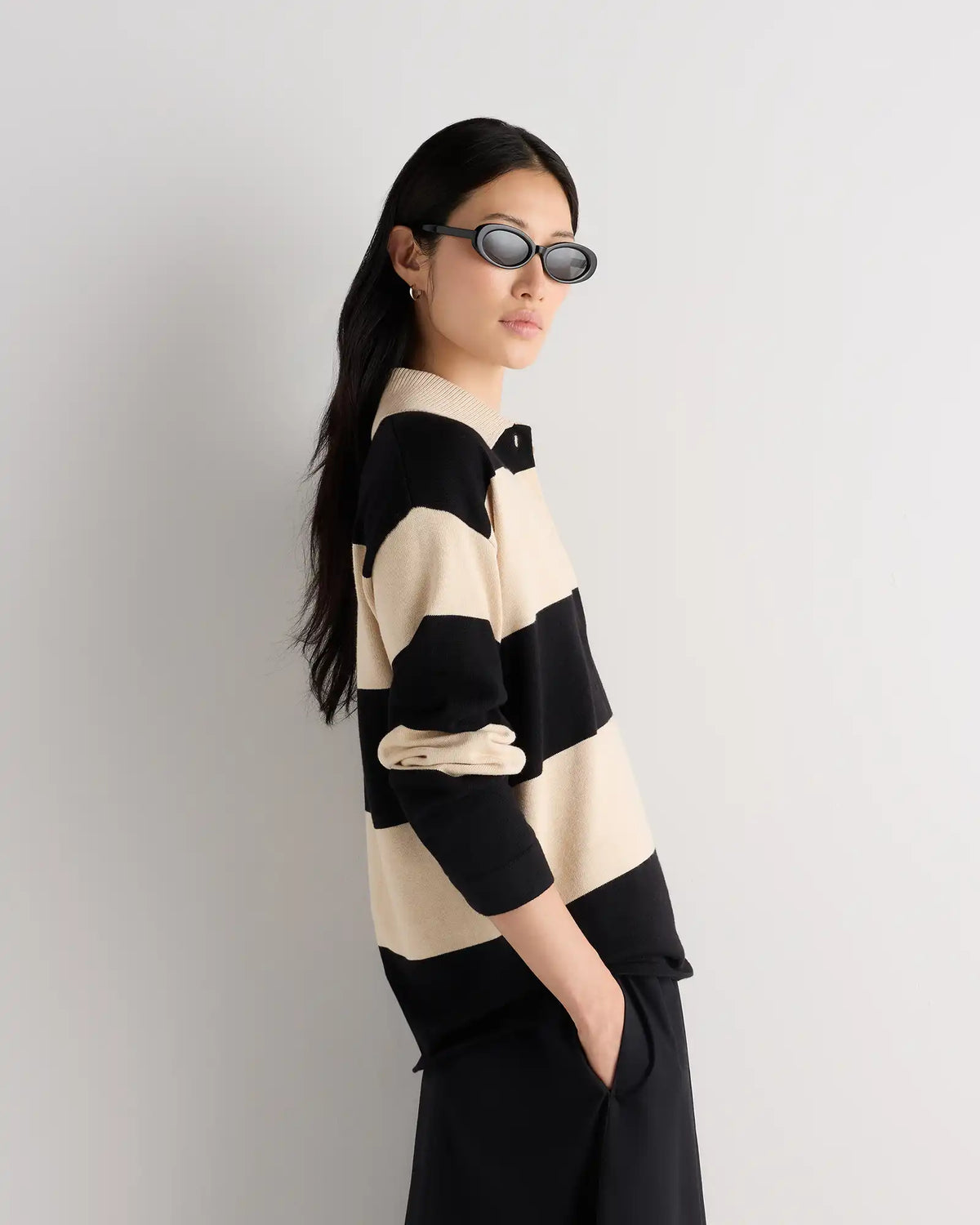 Cotton Cashmere Rugby Polo Sweater