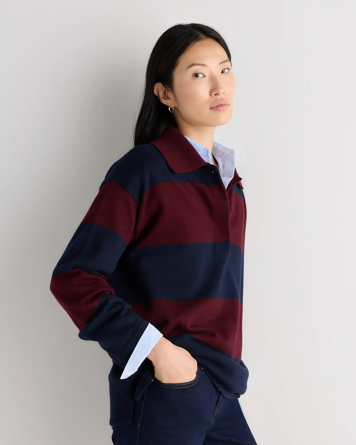 Cotton Cashmere Rugby Polo Sweater