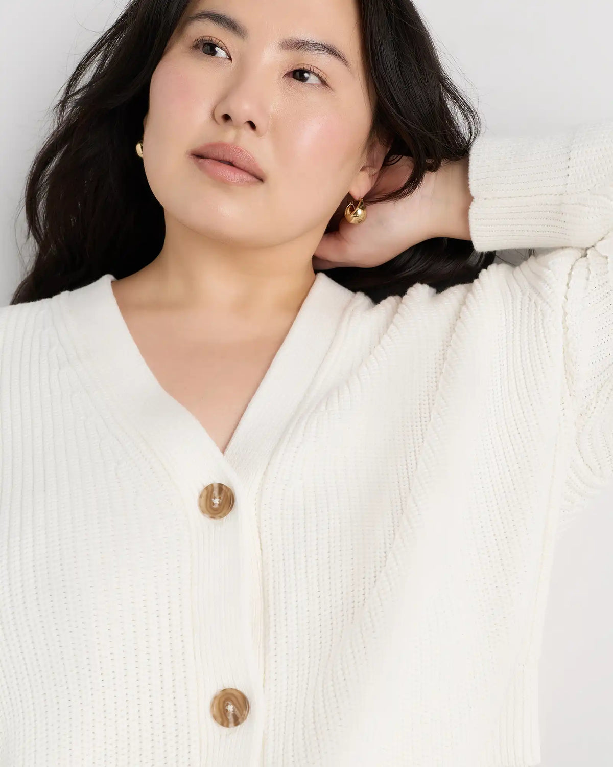 100% Organic Cotton Fisherman Boxy Cropped Cardigan