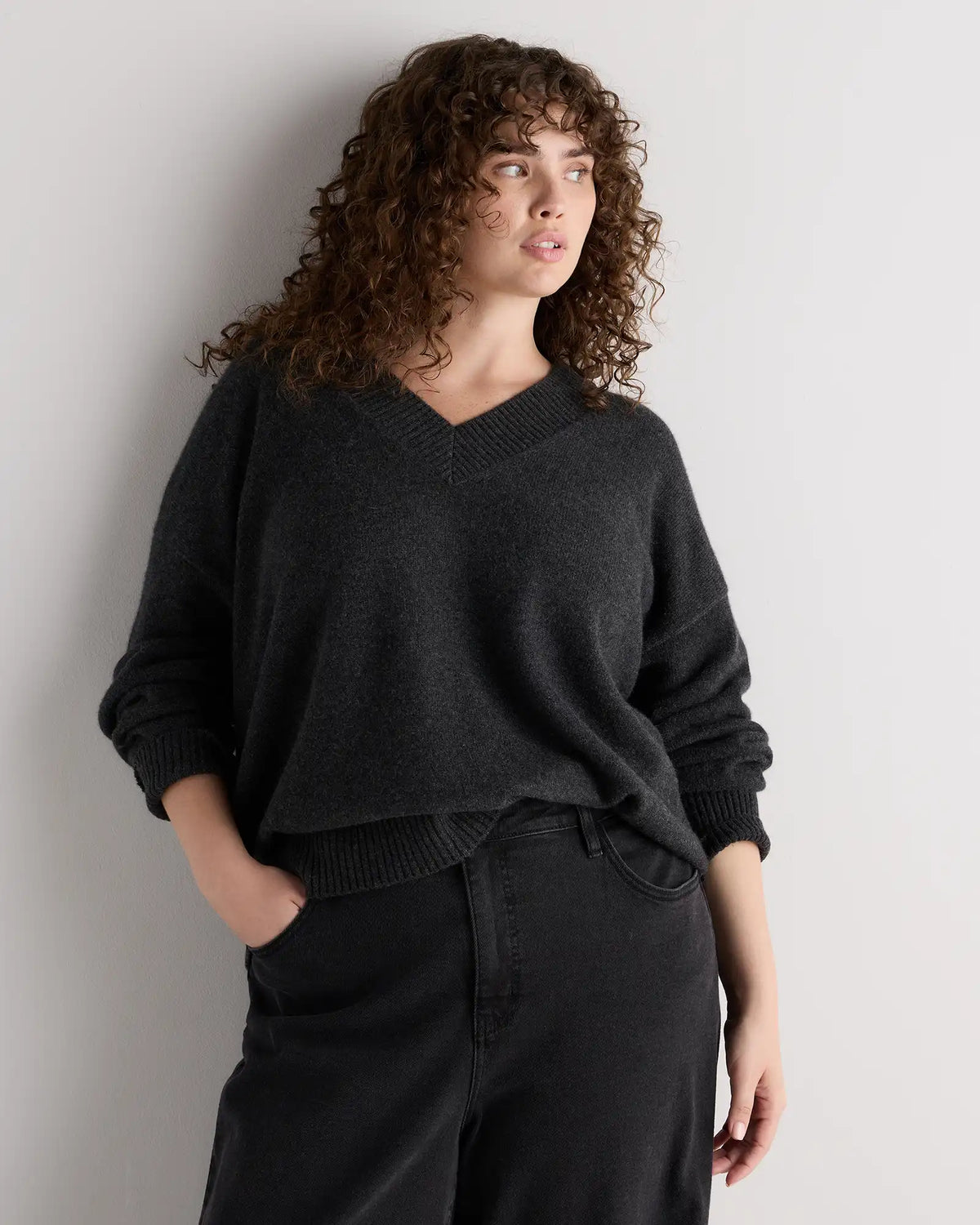 Mongolian Cashmere Oversized V-Neck Sweater