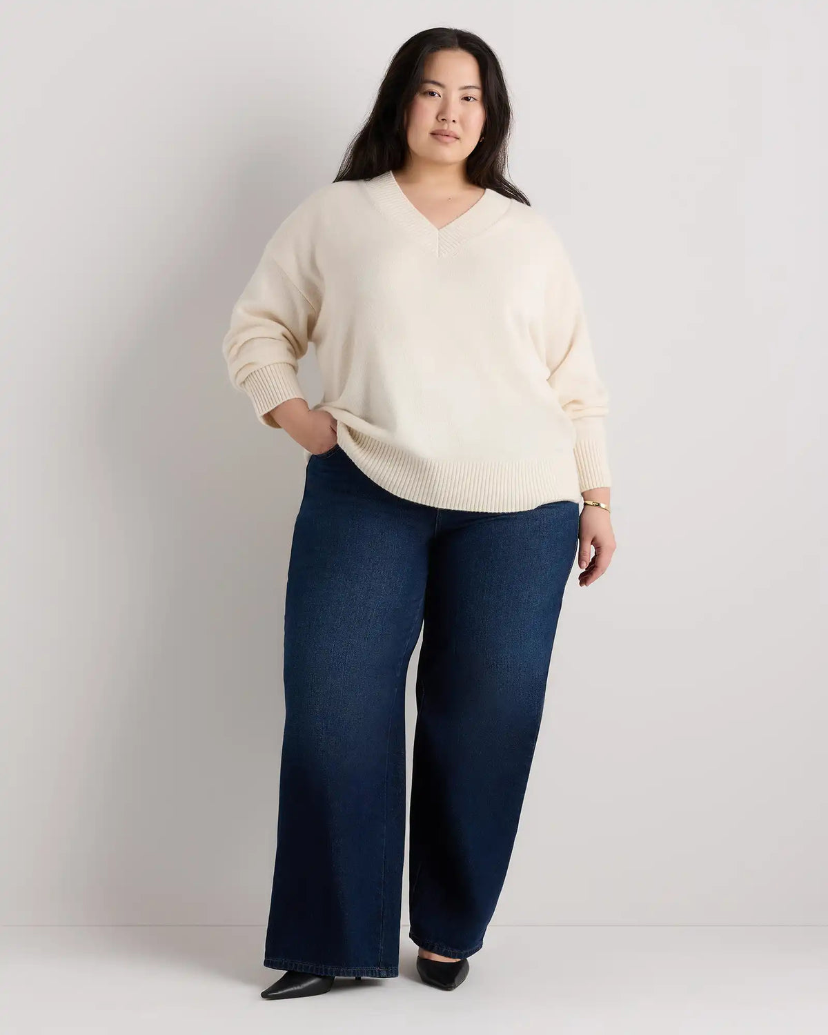 Mongolian Cashmere Oversized V-Neck Sweater