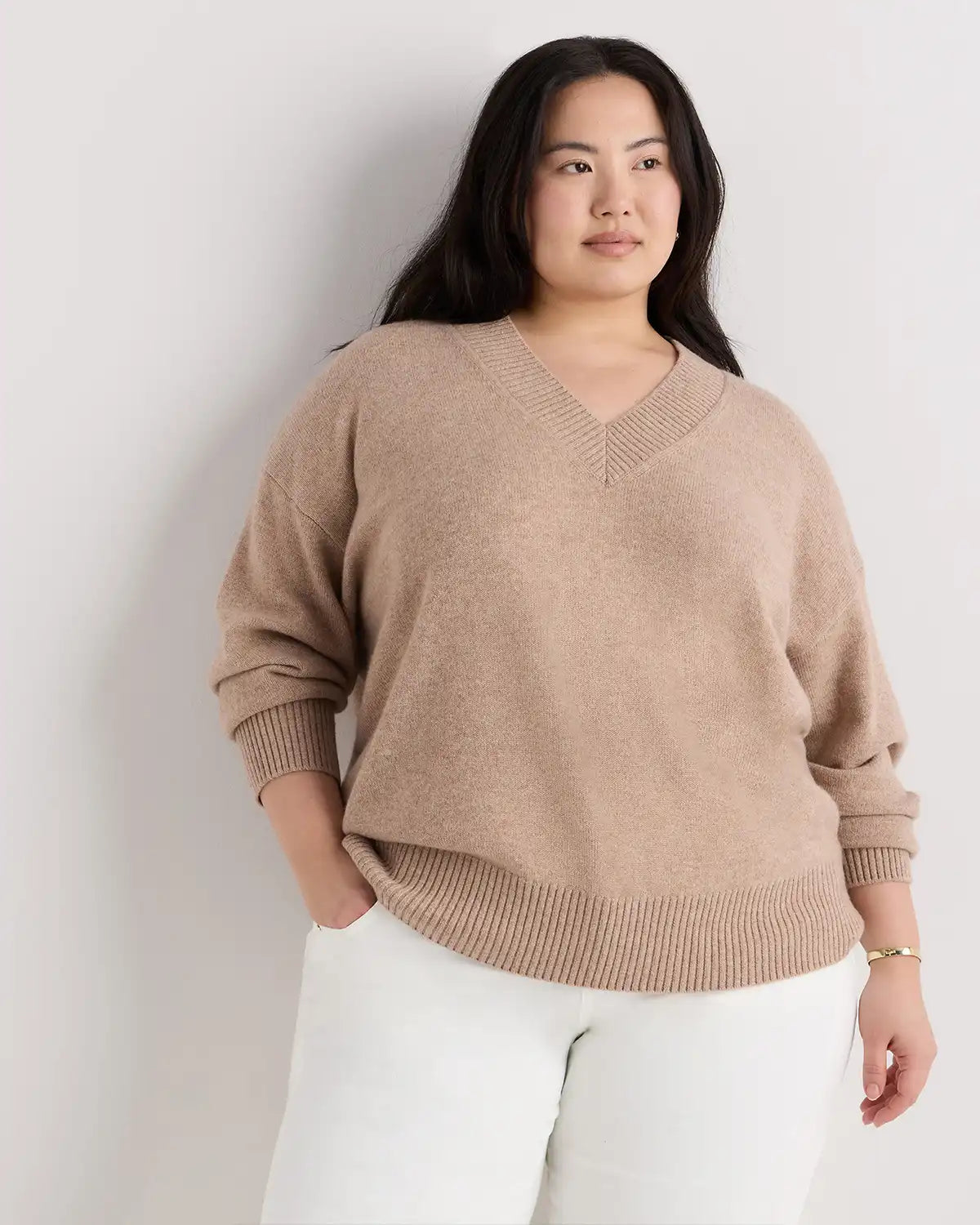 Mongolian Cashmere Oversized V-Neck Sweater