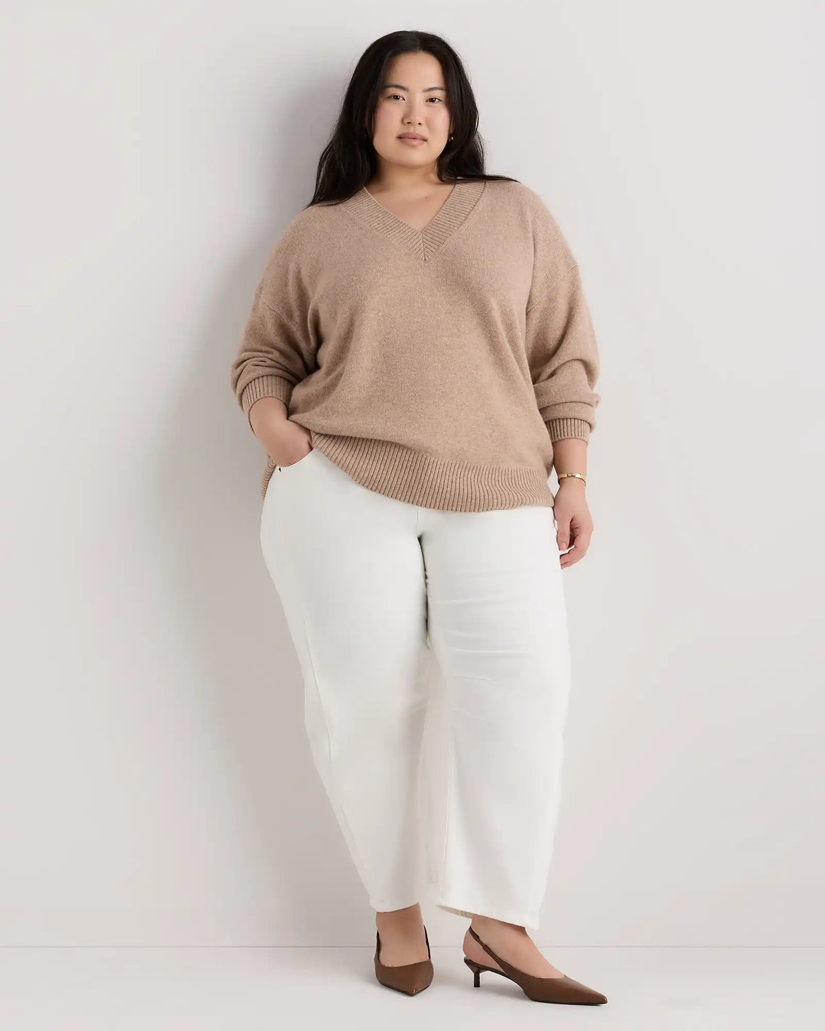 Mongolian Cashmere Oversized V-Neck Sweater