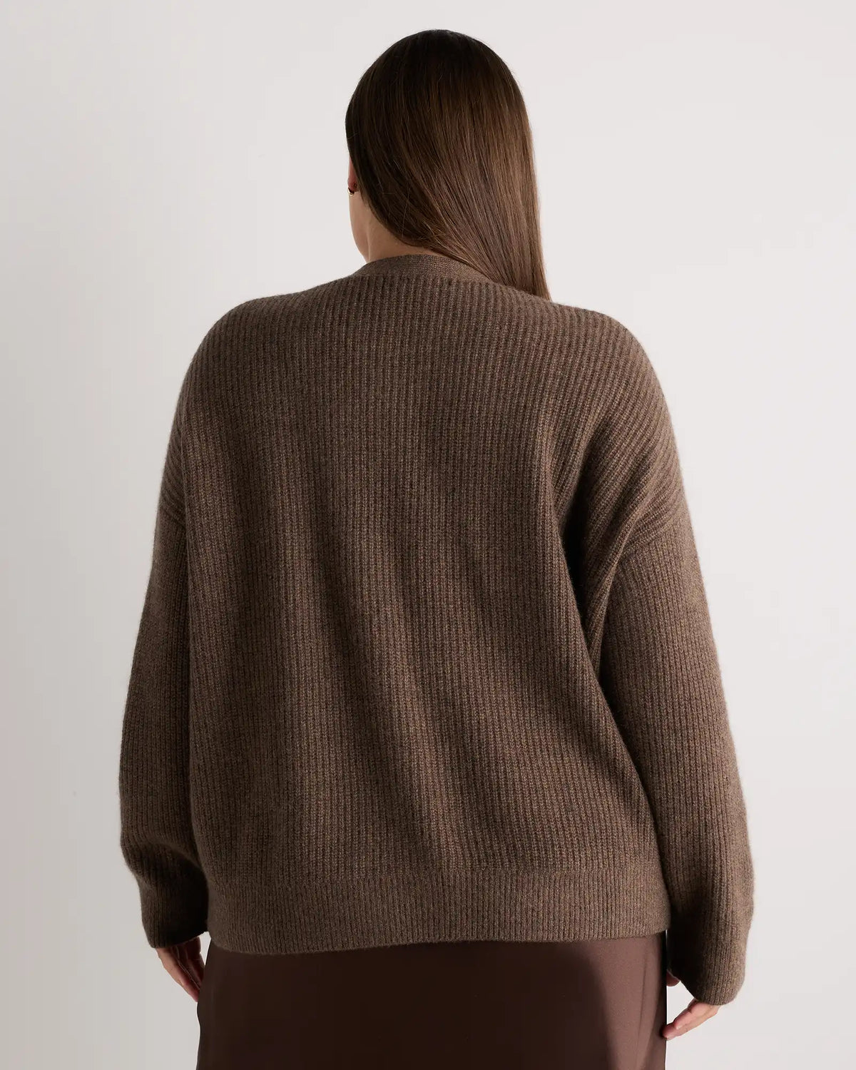 Mongolian Cashmere Fisherman Boxy Cropped Cardigan Sweater