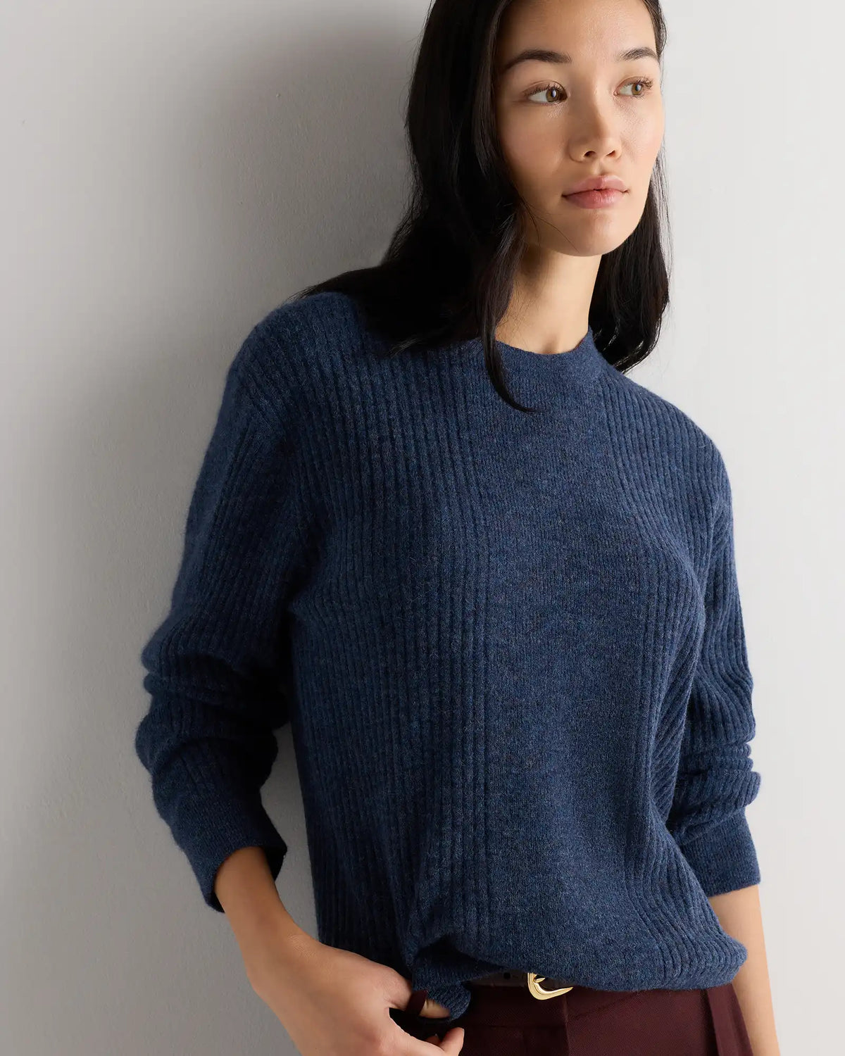 Lightweight Baby Alpaca Relaxed Ribbed Crewneck