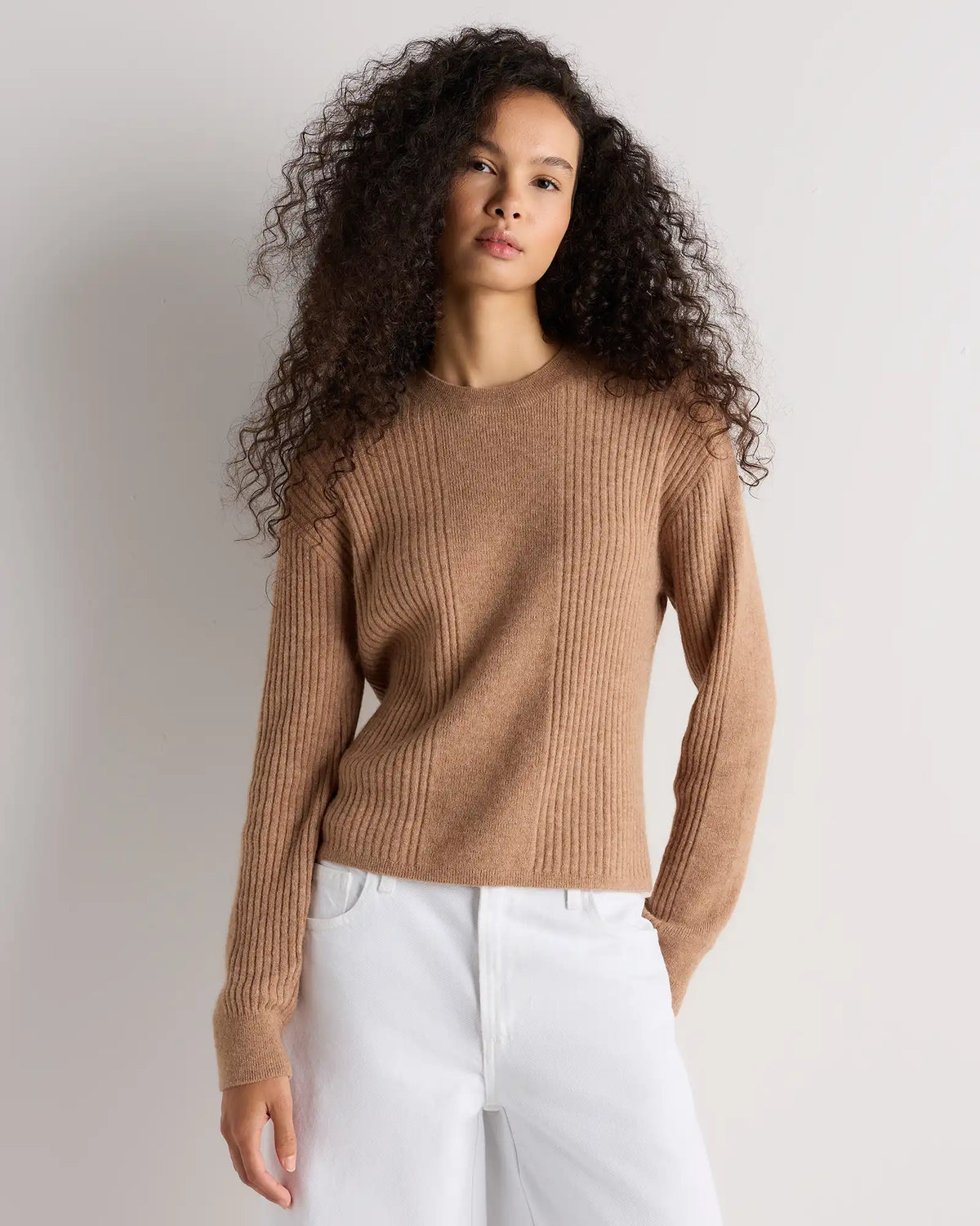Lightweight Baby Alpaca Relaxed Ribbed Crewneck