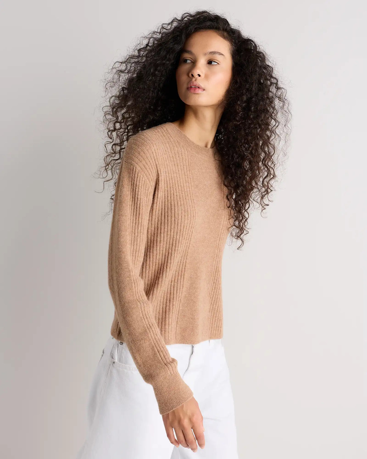 Lightweight Baby Alpaca Relaxed Ribbed Crewneck
