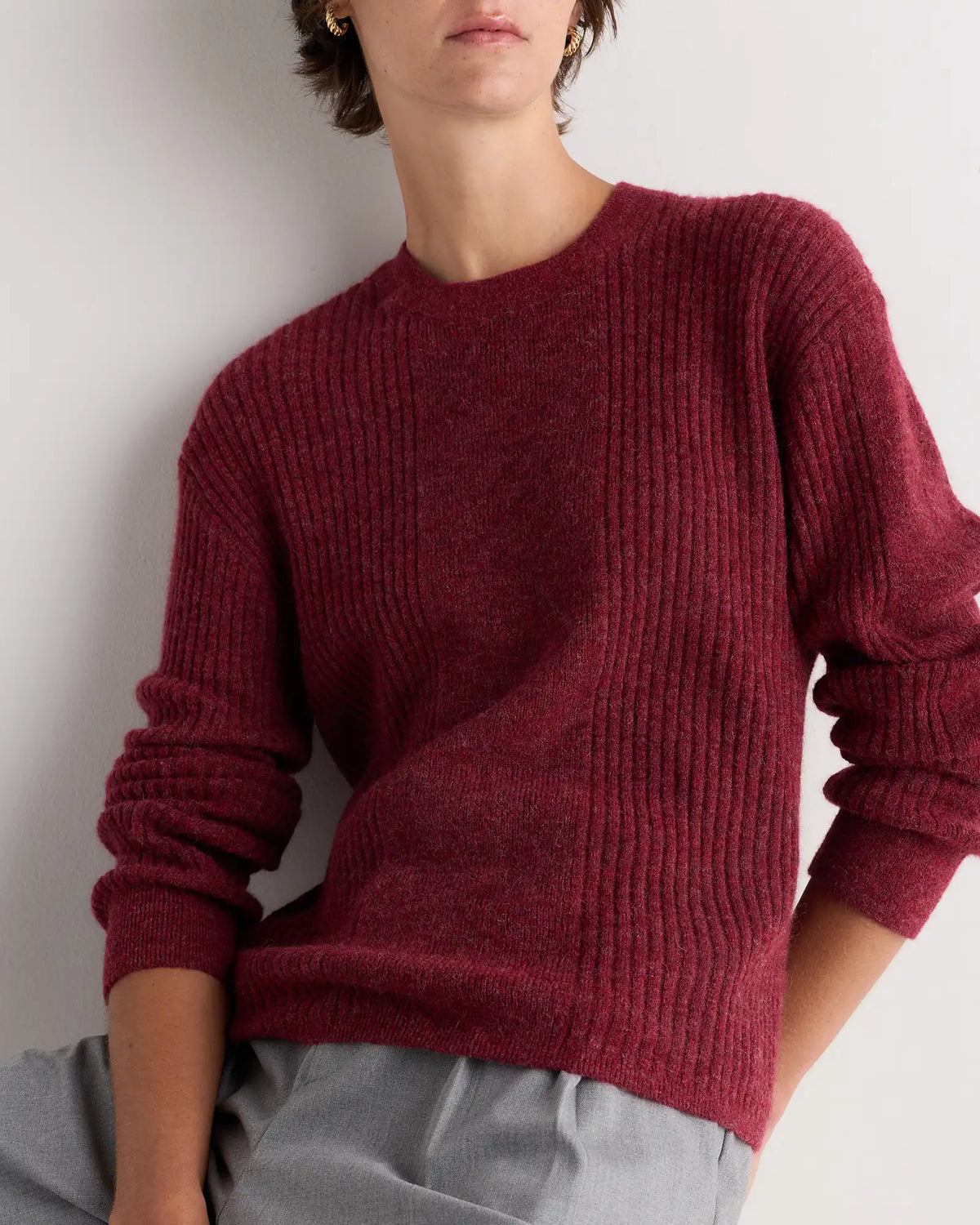 Lightweight Baby Alpaca Relaxed Ribbed Crewneck