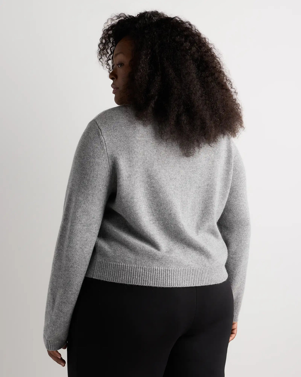 Mongolian Cashmere Cropped Crew Cardigan