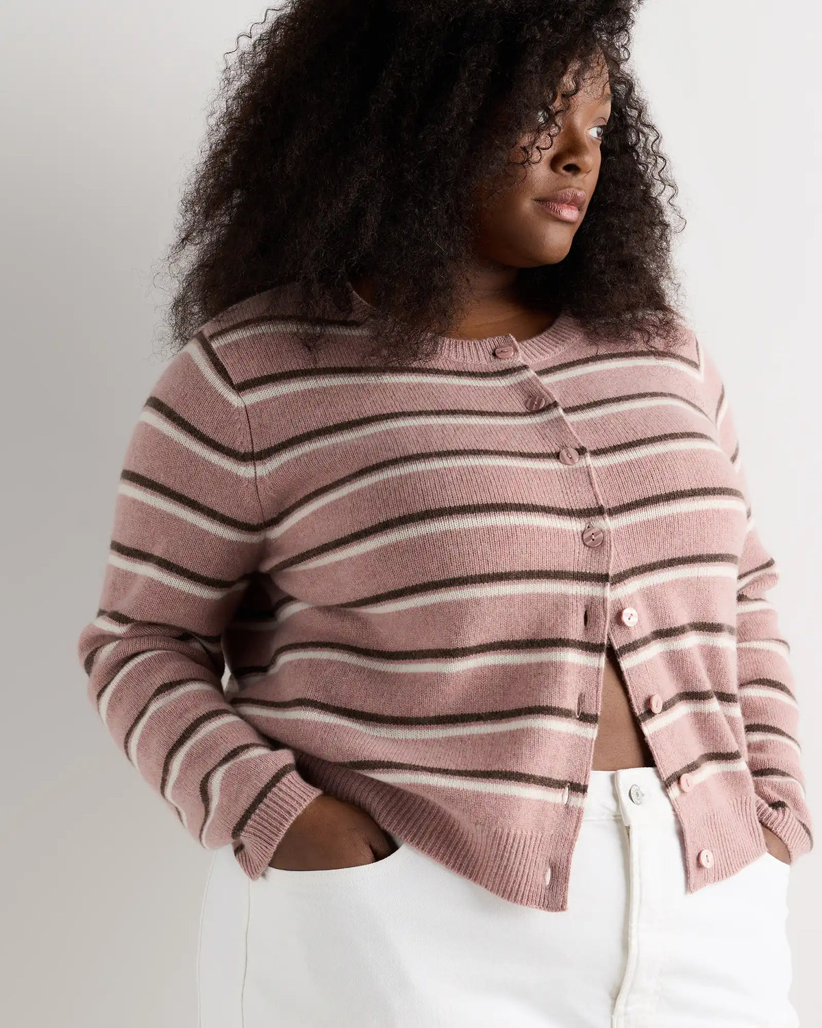 Mongolian Cashmere Cropped Crew Cardigan