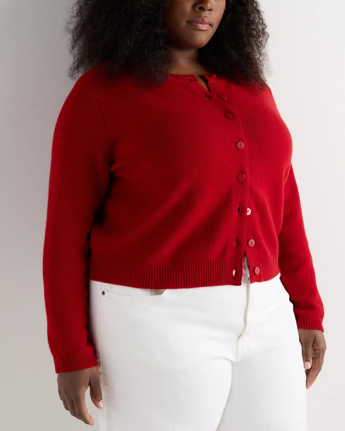 Mongolian Cashmere Cropped Crew Cardigan