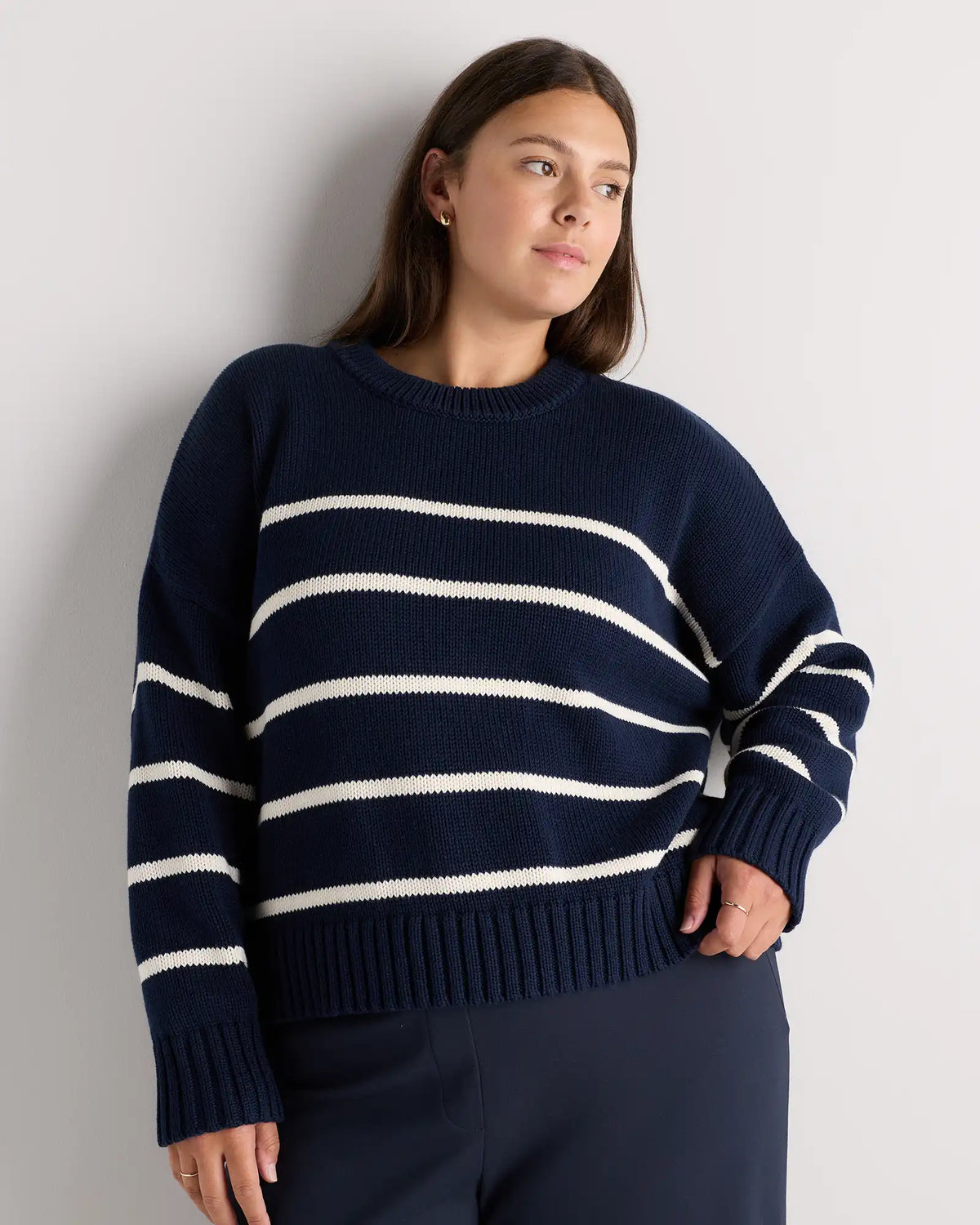 100% Organic Cotton Striped Crew Sweater